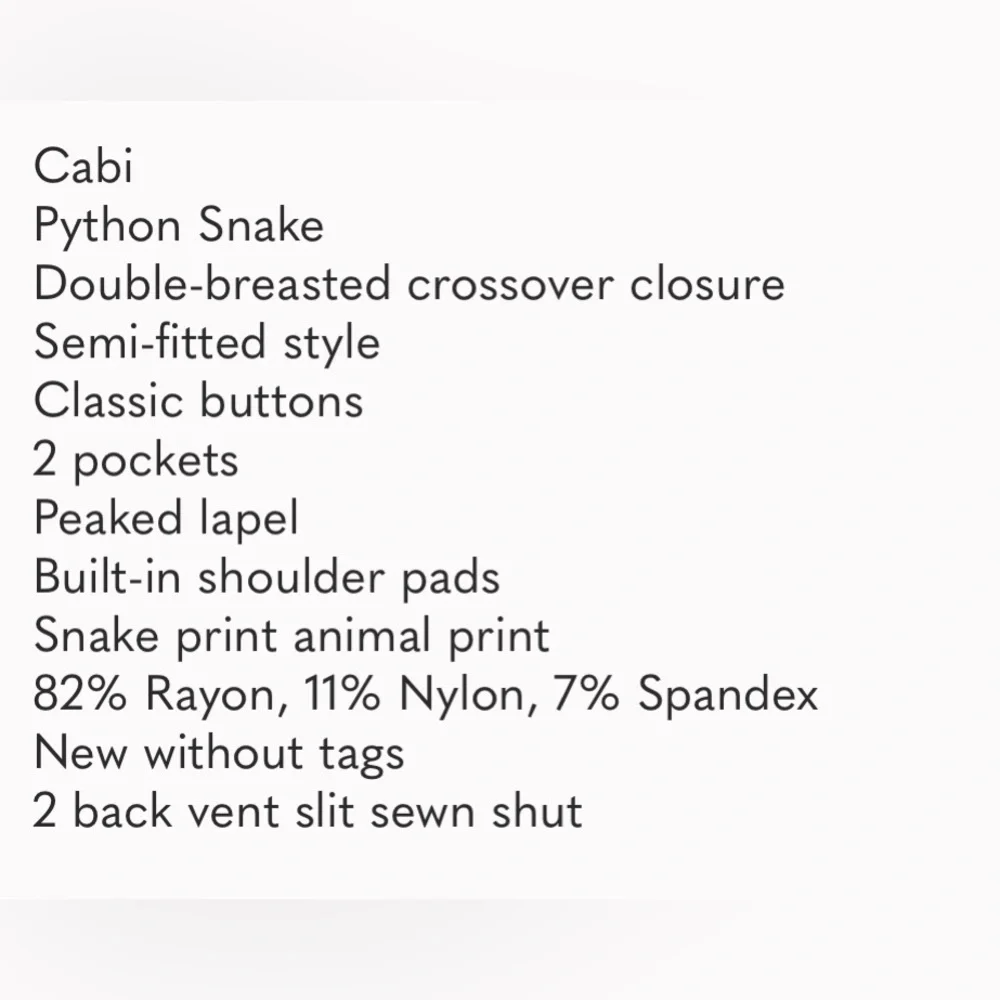 NWT - Cabi Python Blazer - Picture 8 of 8